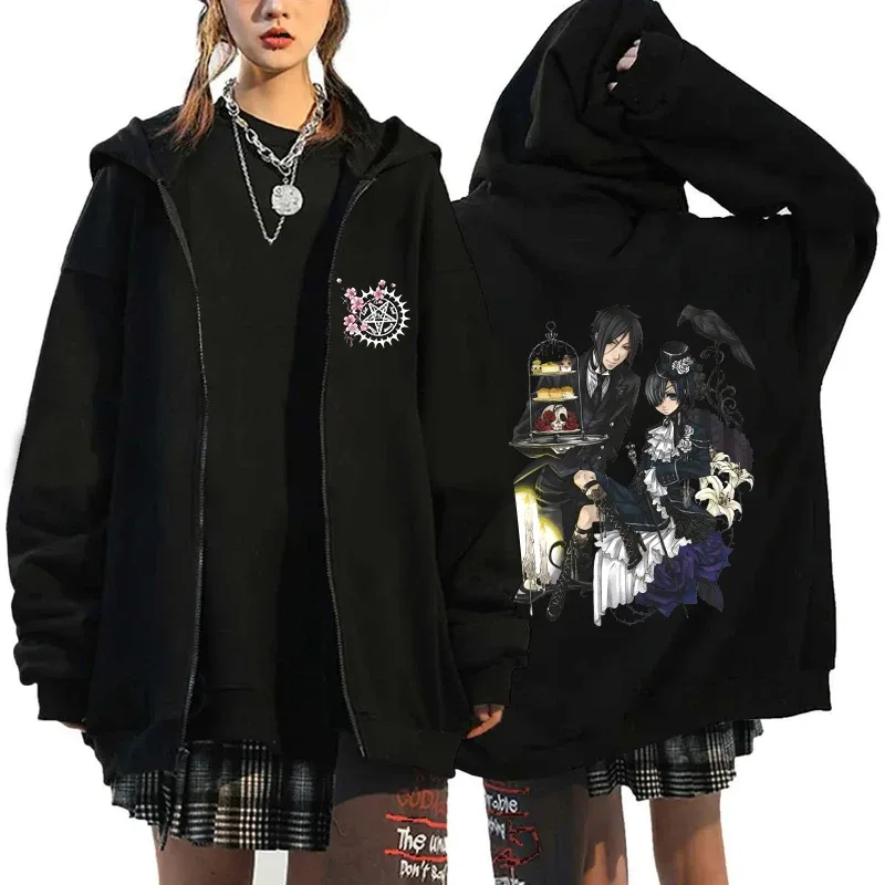 2025 Hot Aniem Cosplay Tops Black Butler Zipper Hoodie Fashion Autumn Winter Long Sleeve Sweatshirts Zipper Jacket For Man Woman