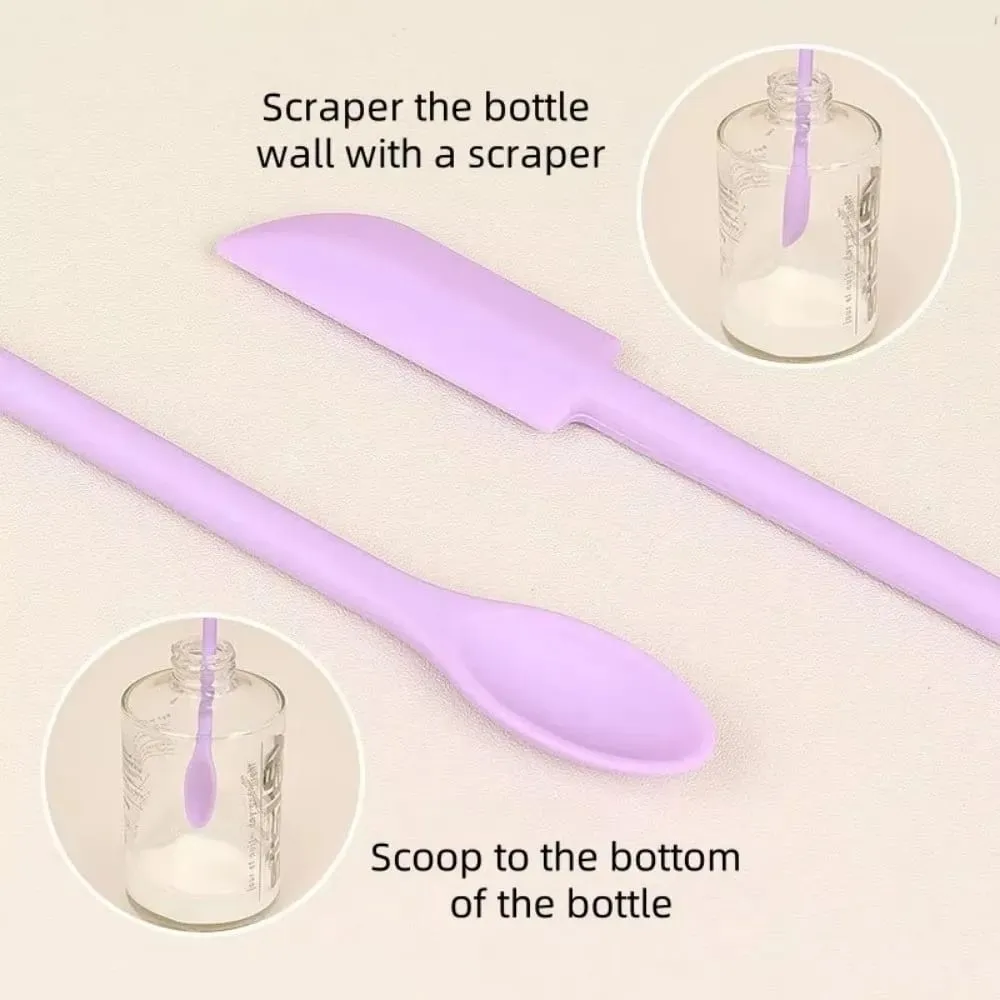 3pcs Portable Mini Silicone Scraper Double-head Lengthened Face Mask Brush Soft Jam Scraping Spoons Makeup Brushes Set