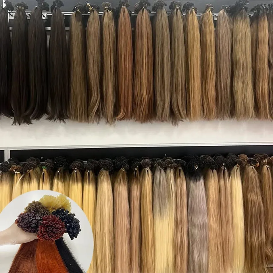 Full Shine U Tip Hair Extensions Nature Black Hair Blone 613 Color 50g Keratin Glue Beads Prebonded Remy Human Hair Extensions — image 2