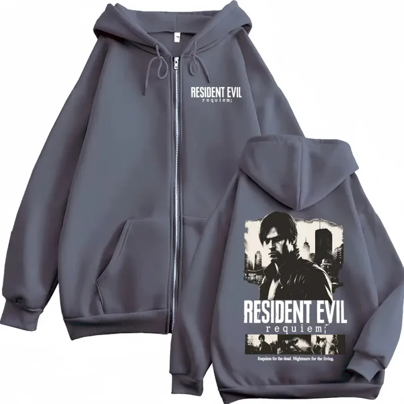 Limited Leon Kennedy Zip Up Hoodies Resident Evil Requiemm Jacket Sweatshirt Men Women Violence Aesthetic Zipper Pullovers Coats