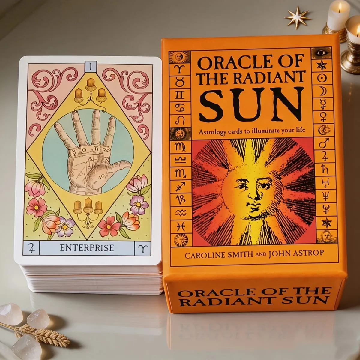 Vintage Illustrations 10*6.5cm Oracle of The Radiant Sun 84 Pcs Double-embossed Astrology Cards in Rigid Box