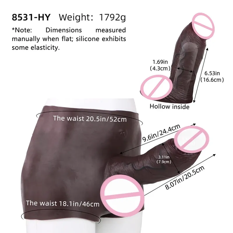 Ultra Realistic Hollow Dildo Trosor Silikontrosor Strapon Penis Extend Sleeve Byxor Sexleksaker För Män Dick Förstoring