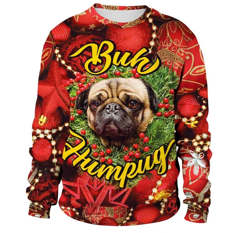 Funny 2026 Ugly Christmas Sweater For Men Women New Xmas Cat Dog Pattern Sweatshirt Festival Party Crew Neck Pullover Hoodies