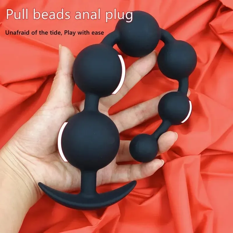 Large Anal Plug for Men & Women Multi-Size Silicone Anal Beads Trainer Kinky Adult Sex Toys for Beginners