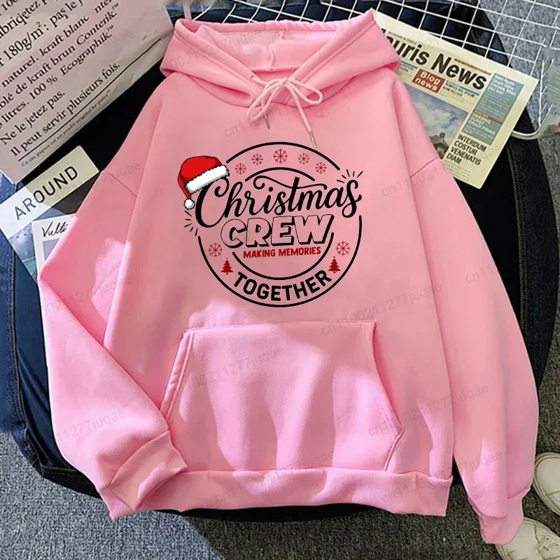 Christmas Crew Together Hoodies Family Matching Outfit Santa Hat Sweatshirts Women Men Xmas Holiday Party Tops Christmas Gift