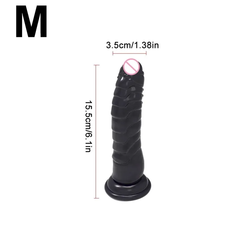 Realistic Black Dildo with Strong Suction Cup Base Soft Penis Sex Toy for Women and Men Hands Free Anal Vaginal Adult Toy in M