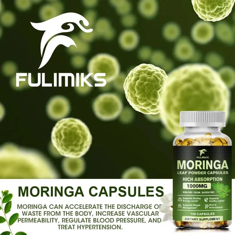 High Absorption Moringa Oleifera 1000mg Capsules Supports Immune Metabolism Skin Care & Healthy Weight Management