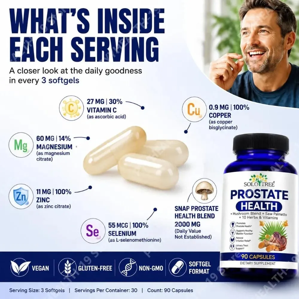 Prostate Health Capsules Saw Palmetto Reishi Nettle Turmeric For Urinary Bladder Wellness & Flow Support Men 90 Count