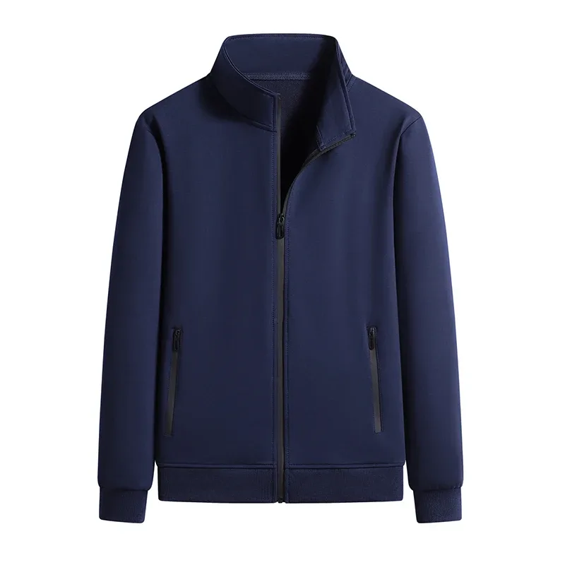 Fashion Stand Collar Zipper Men Hoodies Outdoor Solid Color Sweatshirts Casual All-match Sports Style Male Clothes Spring New