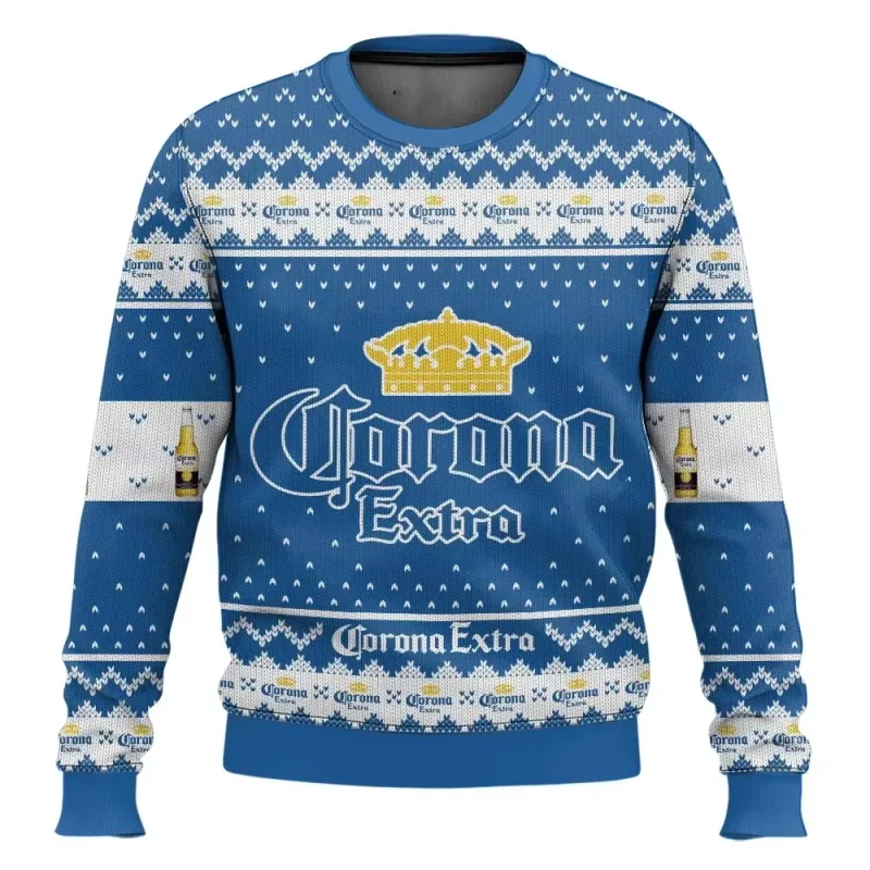 Suéter feio de cerveja Corona Natal cerveja feliz bebendo presente de Natal masculino e feminino plus size suéter elegante
