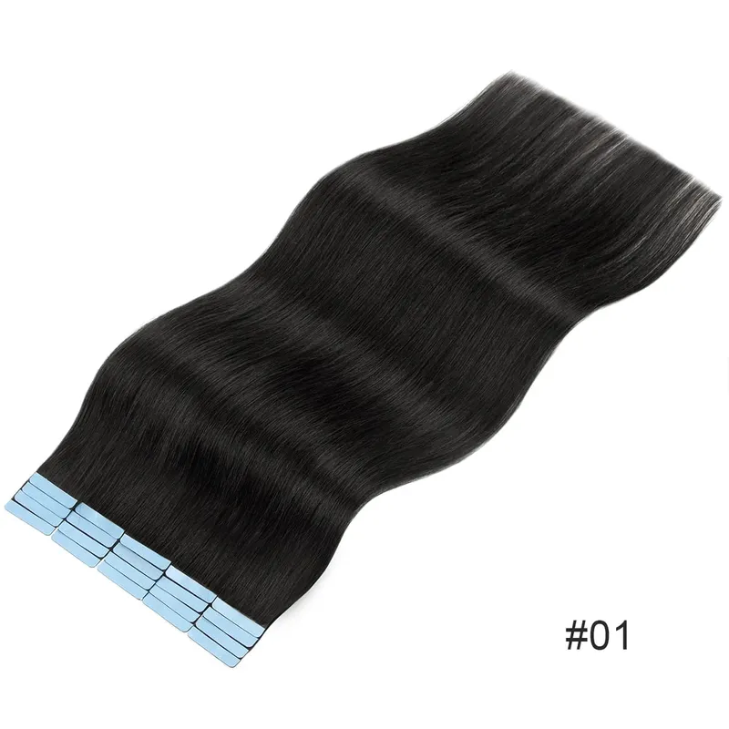 Tape In Hair Extensions Human Hair Skin Weft Remy Natural Tape in Extensions 40-50G/Pack Full 12-24 inch Tape-Ins