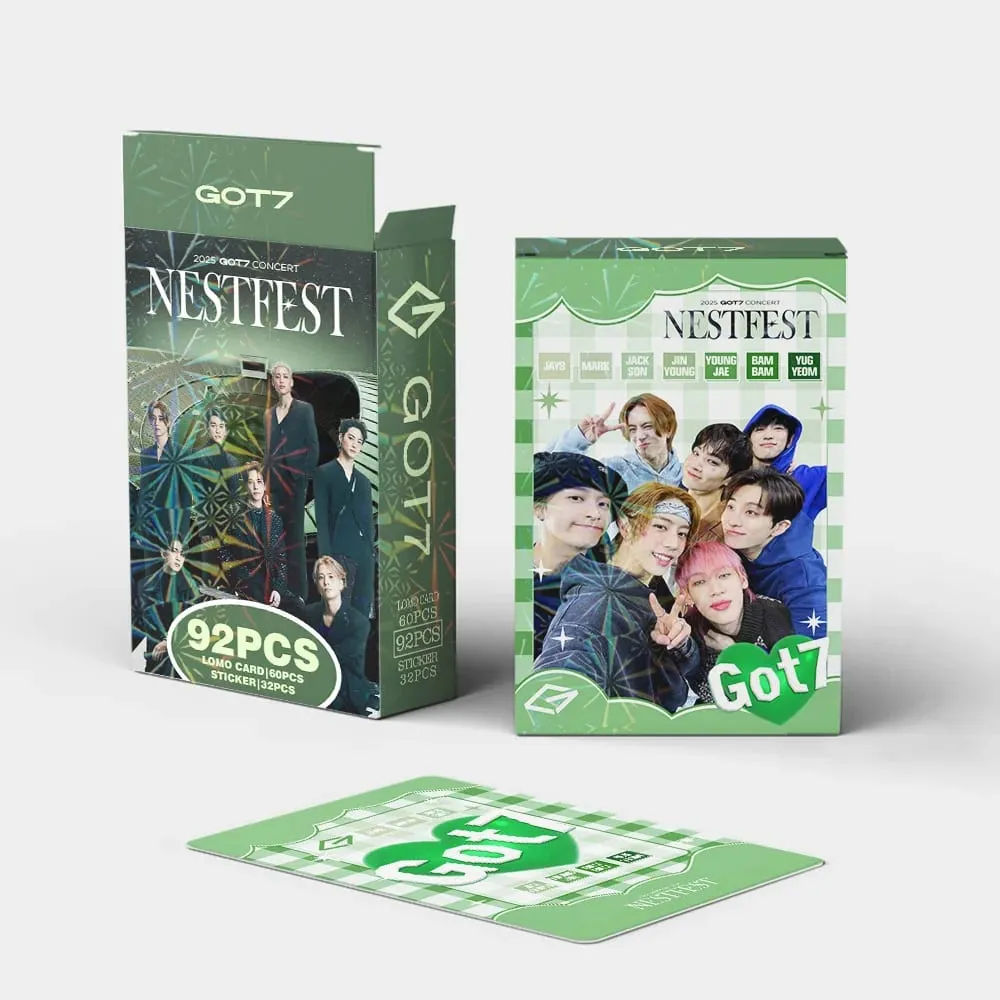 92pcs/set GOT7 NESTFEST Holographic lomo Cards Stickers Star Photocards Photo Lomo Cards Fans Collection Printed Cards