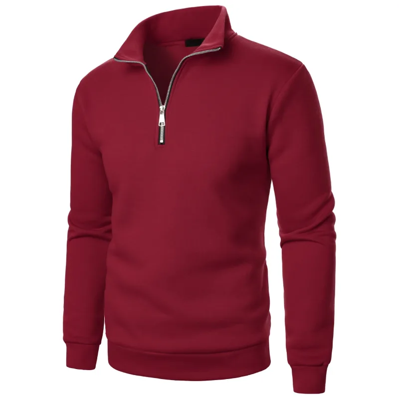 Men's Zip Turn Down Collar Sweatshirts Spring Male Solid Color Loose Pullover Coats BSD-ZW160
