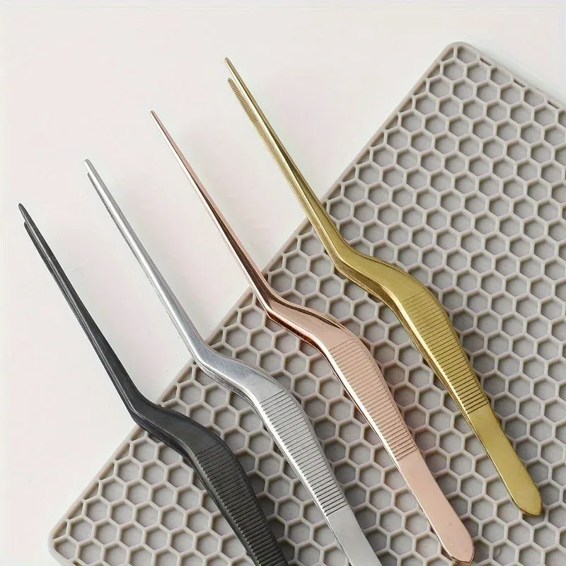Titanium molecular cooking special elbow tweezers cold dish shaping tweezers kitchen and restaurant pastry decoration tools
