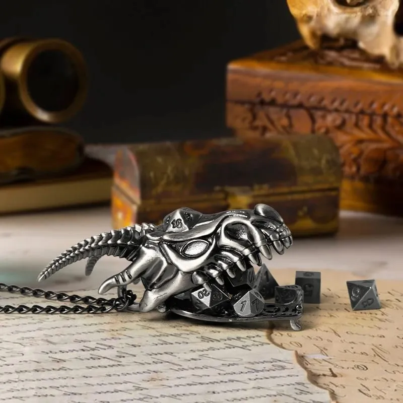 7pcs DND Mini Dice Set With Dragon Necklace Dice Case Polyhedron Metal Dice For RPG MTG Table Game Board Games Dice Set