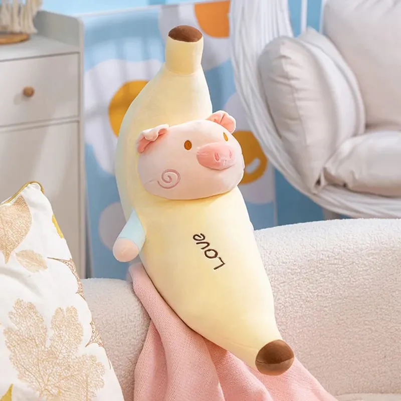 50cm Banana Pig Pillow Soft Plush Toys Sofa Bed Lumbar Cushion For Home Decor Stuffed Plushies Animal Love Pig Banana Pillow