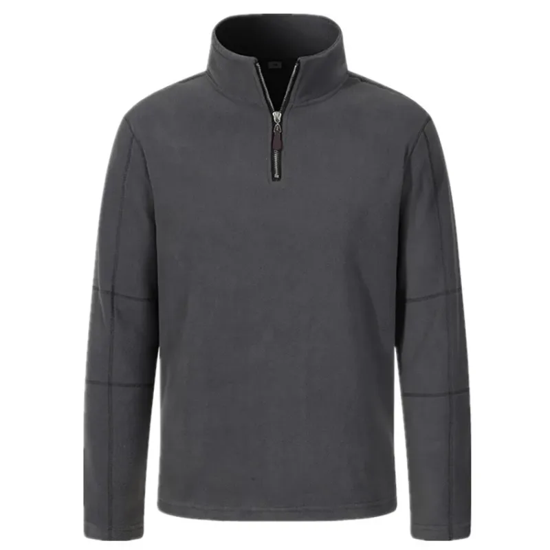 Quality Men's Thicken Warm Polar Fleece Hoodies Fashion Stand Collar Half-zip Pullovers Autumn Winter Casual Sweatshirts for Men