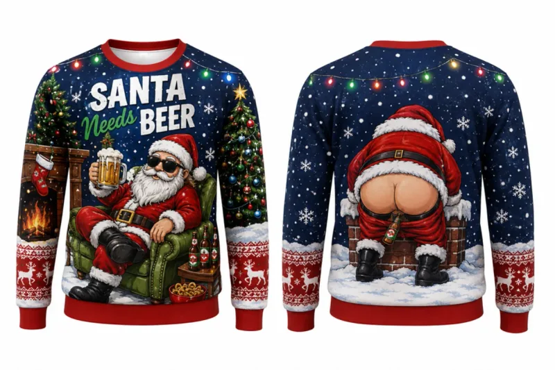 Lets Get Blitzened Reindeer Christmas Sweatshirt 3D Print Crewneck Unisex New Funny Ugly Xmas Party Holiday Jumper Autumn Wear