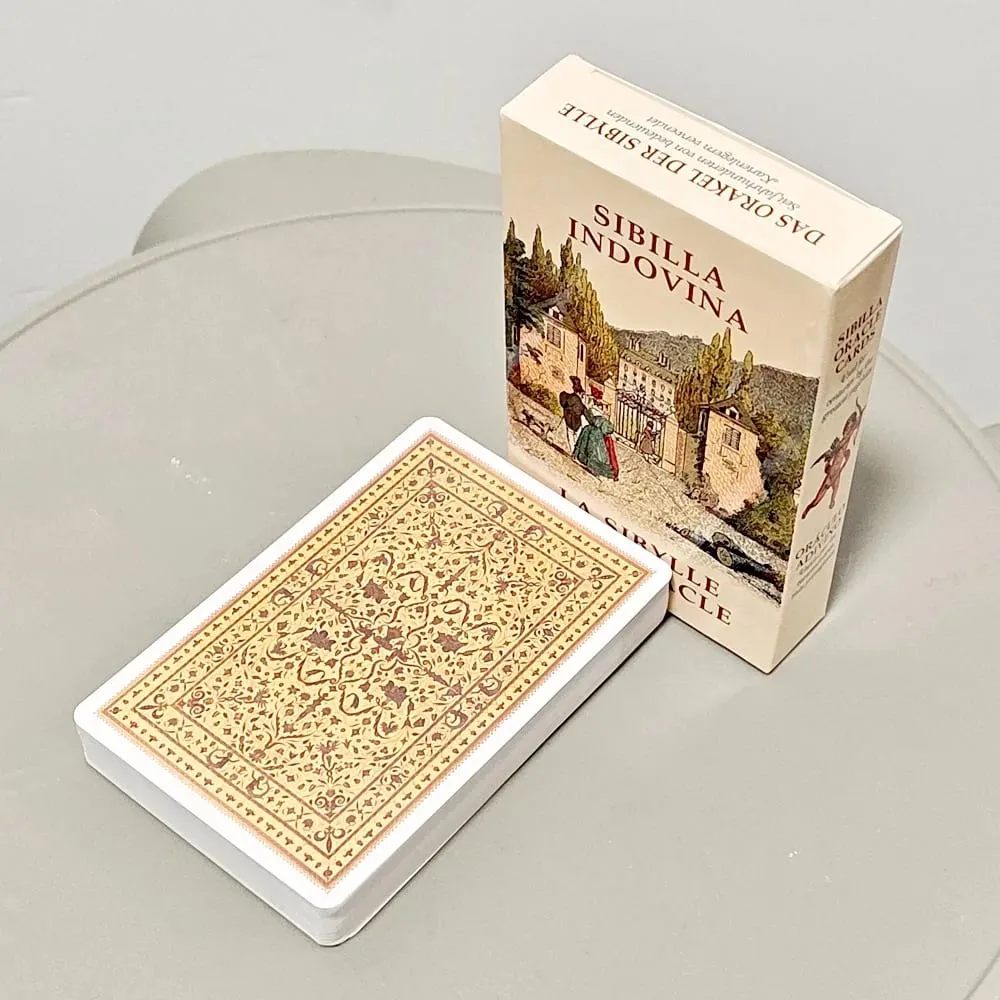 Sibilla Indovina Oracle Cards 10.5*6cm Vintage 52-Card Divination Deck - Multilingual Victorian Style