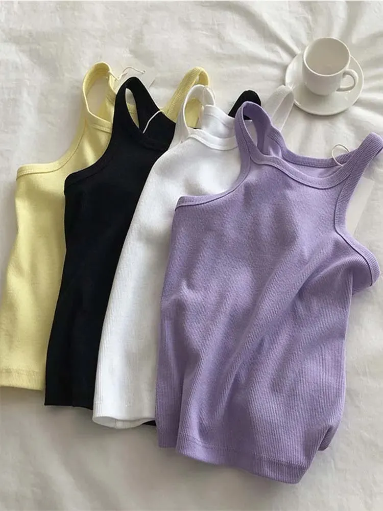 Débardeur court et Sexy pour femmes, Camisole d'été, noir et blanc, vêtements de Sport pour femmes, 2024