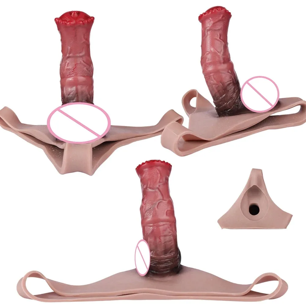 Reusable Hollow Penis Sleeve Pants насадка на член Realistic Male Dick Extender Sex Toys Couples Sex Pleasure Products