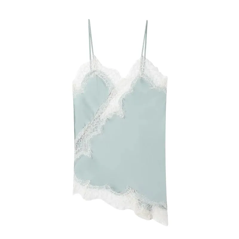 Asymmetric Lace Top Female Sexy Slip Backless Tops for Women Summer Camisole Sleeveless Tops Tanks & Camis Women's Tops