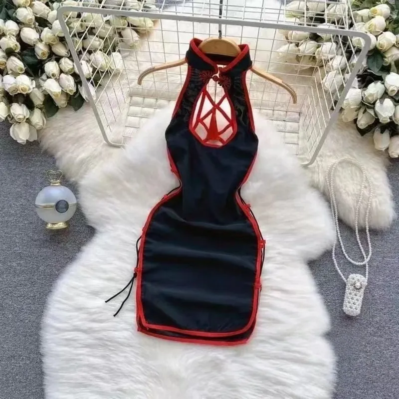 Woman Plus Size Sexy V-Neck Strap Dress Lace Trim Slim Short Dress Women Fashion Comfortable Dress Party Hotsweet