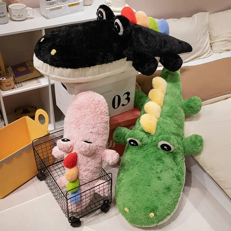 55/75cm Cute Lying Crocodile Plush Pillow Prone Posture Alligator Stuffed Cushion Sofa Bed Nap Plush Toy Home Decor Gift