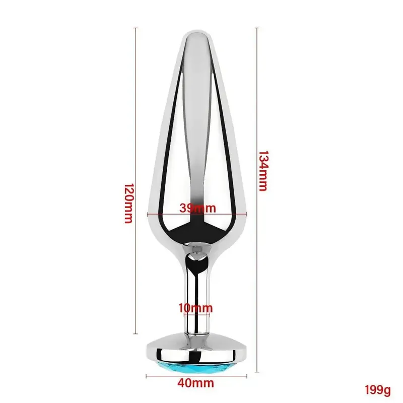 Lake Blue Gem Silver Metal Anal Plug Set by Dream Vibe Anal Trainer Kit Prostate Sex Toy Unisex Couple Backdoor Intimate Gift