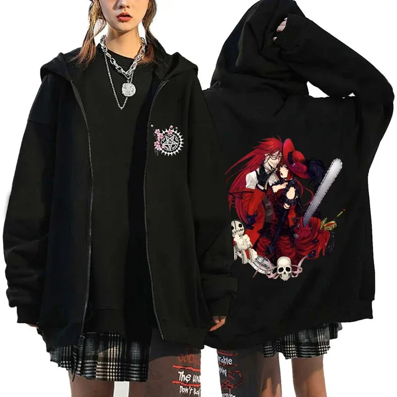 2025 Hot Aniem Cosplay Tops Black Butler Zipper Hoodie Fashion Autumn Winter Long Sleeve Sweatshirts Zipper Jacket For Man Woman