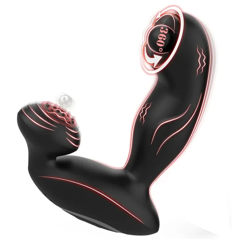 Anal Plug Vibrator Prostate Massager Remote Control Butt Plug Rotating Beads G Spot Sex Toys for Men Women Adults Goods