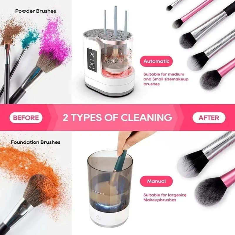 2026 NEW Electric 3 IN 1 Makeup Brush Cleaneing Machine Makeup Brush Dryer Portable Automatic USB Cosmetic Brushes Cleaner Tool