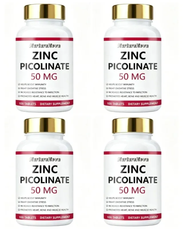Zinc Picolinate Tablets for Antioxidant Support Bone and Muscle Wellness Daily Mineral Supplement for Adults 100 Tablets