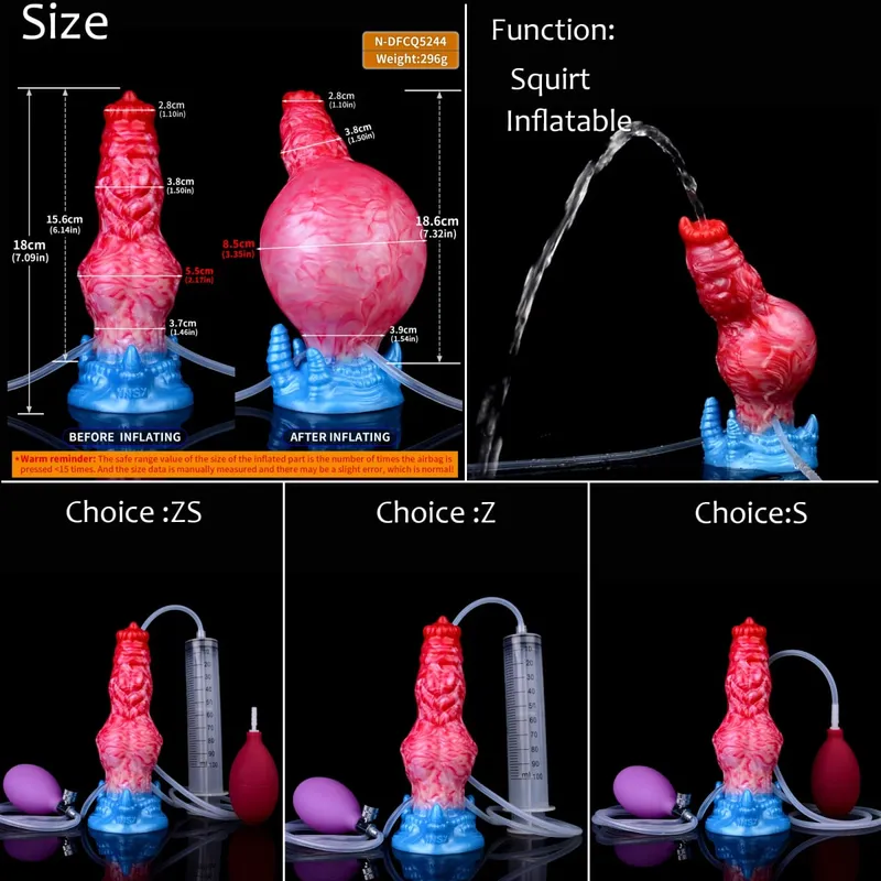 Silicone Inflatable Ejaculation Knot Dildo Adjustable Girth Squirting Fantasy Horse Penis Adult Sex Toys Anal Dilator