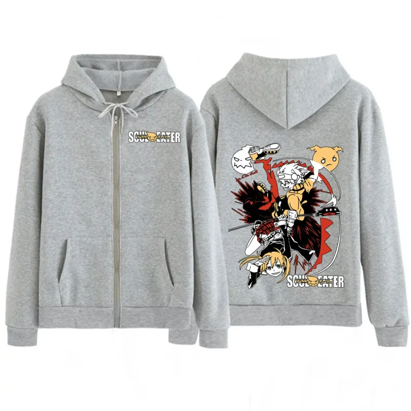 Anime Soul Eater MAKA ALBARN Zipper Hoodies Funny Men's Women Clothing Fashion Oversized Clothes Casual Long Sleeve Streetwears