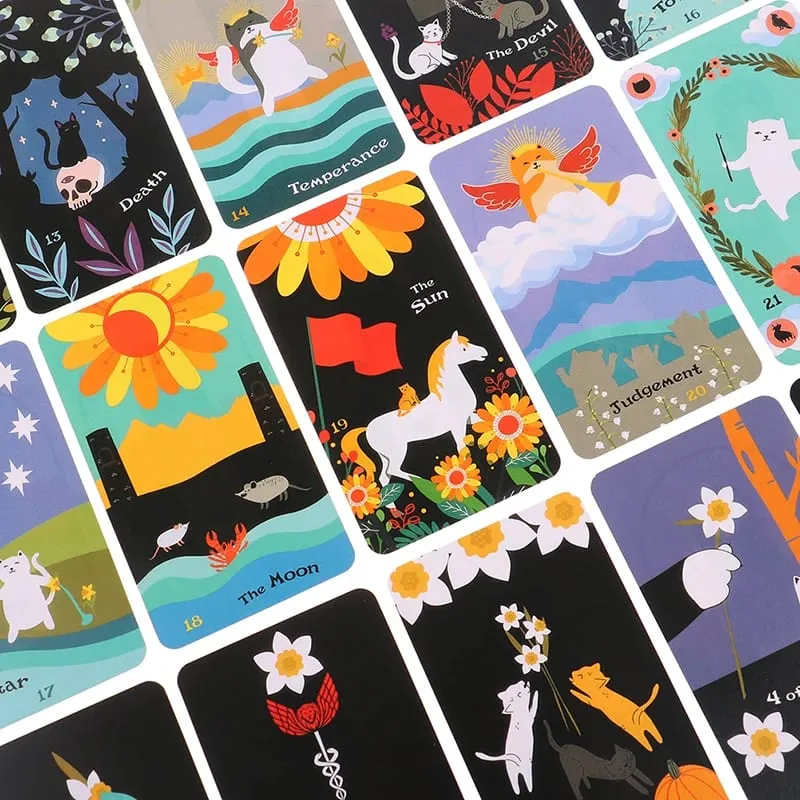 Blooming Cat Tarot Card Mysterious Divination Oracle Card Board Game English Playing Cards