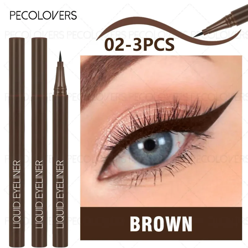 3Pcs Smooth Eyeliner Pen - Smudge-Proof Eye Pen Quick-Dry For All Occasions Black And Dark Brown Eye Makeup