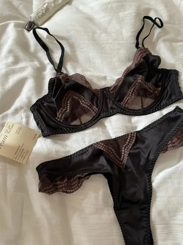 Sexy Lace Bralette & Panty Set - Comfortable Embroidery Underwear for Women Breathable Lingerie