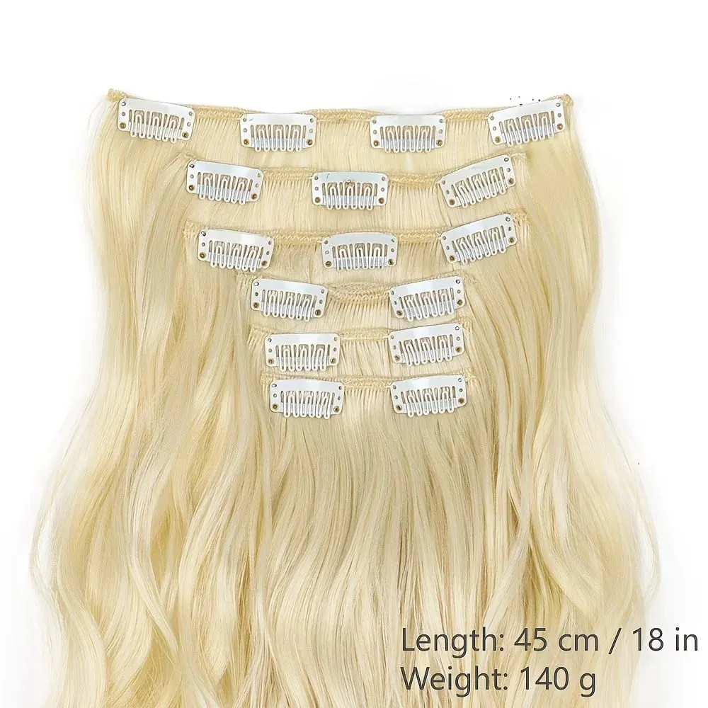 Synthetic Long Curly 16 Clips Hair Extension Heat Resistant Fiber Black Brown Hairpiece for Women Cosplay Wig Halloween Wig Part