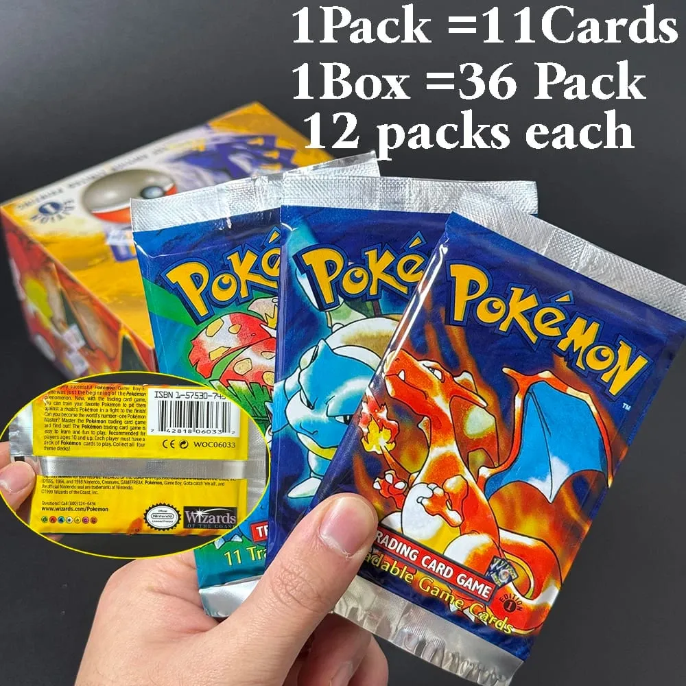 Pokémon Booster Packs Base Fossil Jungle 9 single bags 1 pack/11 Cards and Booster Box 3 1Box/36 Packs models Proxy Game Cards