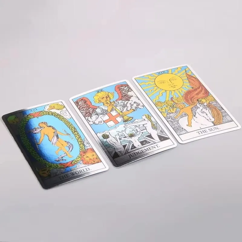 Colorful Holographic Waite Tarot Standard 78 Card Configuration Mirror Light and Shadow Card Face Immersive Divination