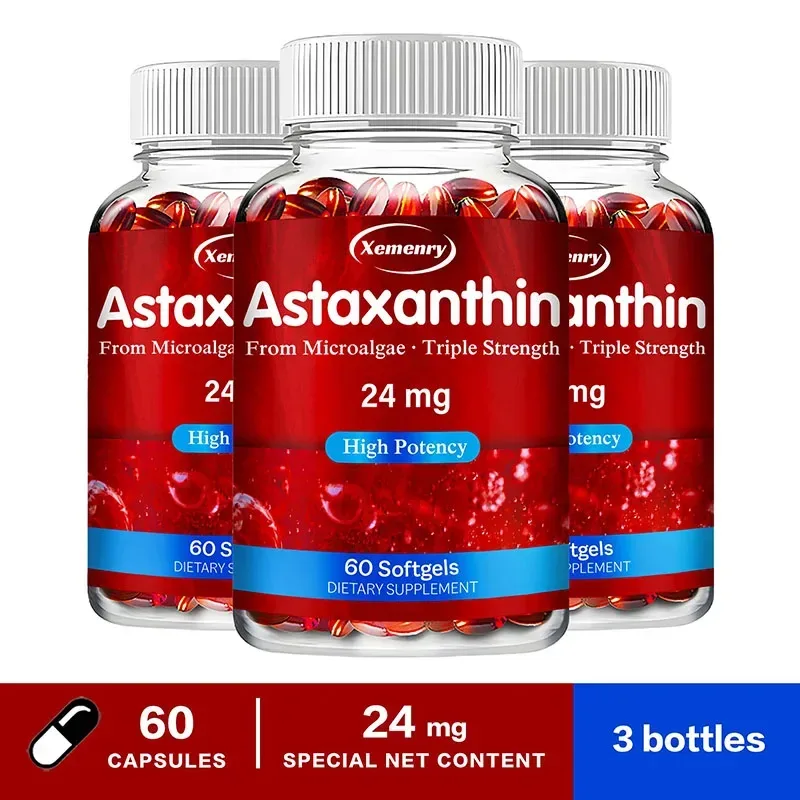 Astaxanthin Capsules Promotes Cardiovascular Health Accelerates Metabolism Antioxidant Supplement Skin Healty
