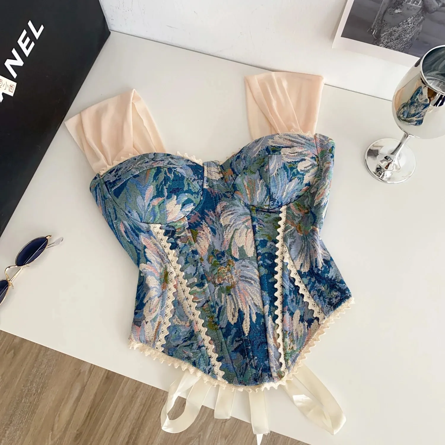 American Retro Print Evening Camisole Female Strap Lace Spliced Slim Top 2025 Streetwear Floral Vintage Beach Tank Top