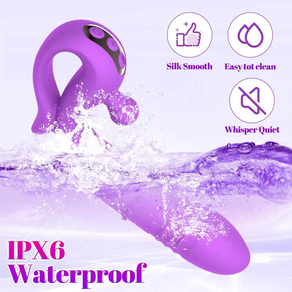 Realistic Dildo Telescoping Masturbator for Women Powerful G-Spot Clitoral Vaginal Vibrator with Nipple Stimulator Adult Sex Toy