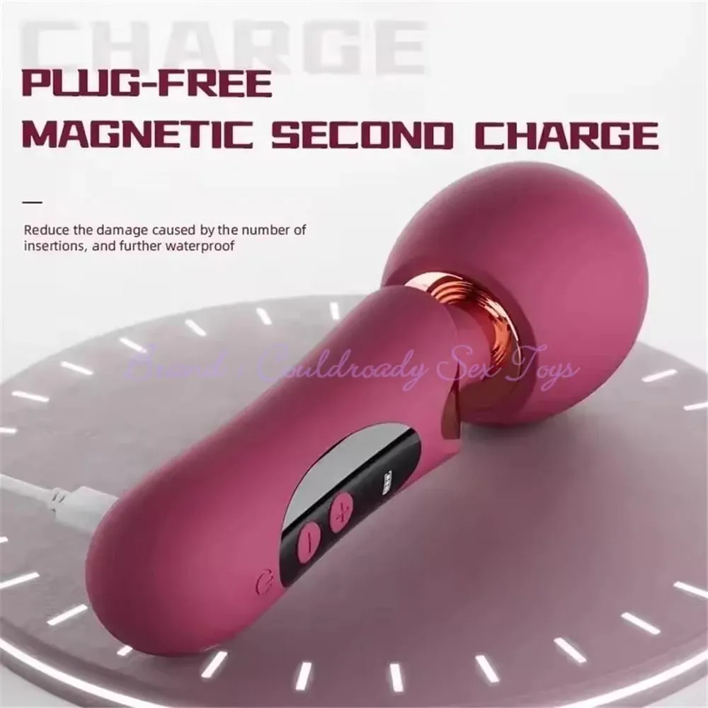 Vibrador av lcd poderoso com cabeça grande, massageador corporal feminino, brinquedo sexual para mulheres, clitóris, ponto g, estimulação da vagina, varinha mágica