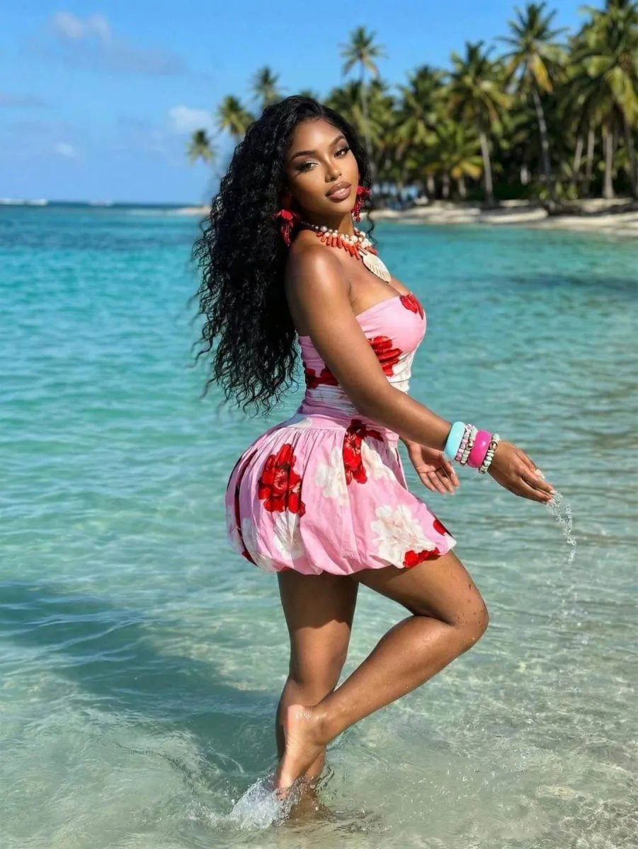 Women Strapless Floral Print Mini Dress Ruched Waist Flared Skirt Bodycon Dress For Beach Holiday Party Occasion