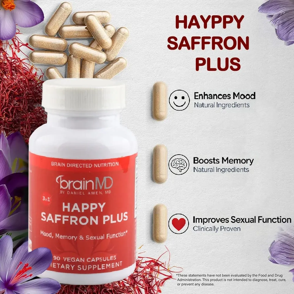 Saffron Supplements for Mood & Focus & Stress - with Saffron Flower Extract Curcumin & Zinc - Vegan Gluten Free | 90 Capsules