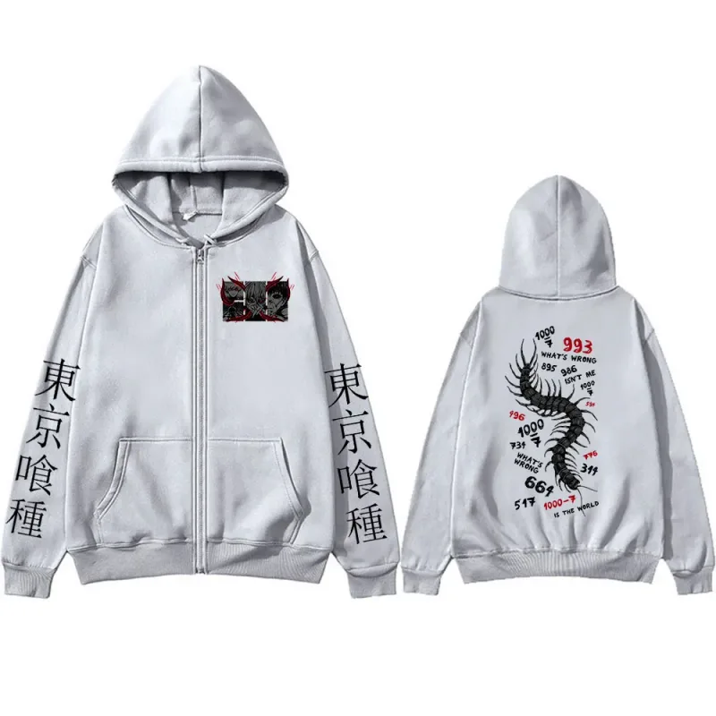 Anime Tokyo Ghoul Ken Kaneki Zipper Hoodies Men Women Clothing Fashion Zip Up Hooded Sweatshirts Long Sleeves Jacket Caot Hoodie