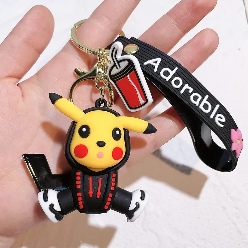 40 Style Wholesale Anime Pokémon Pikachu Eveen Keychain Cartoon Cute Charizard Keyring Student Backpack Car Key Chain Toys Gifts