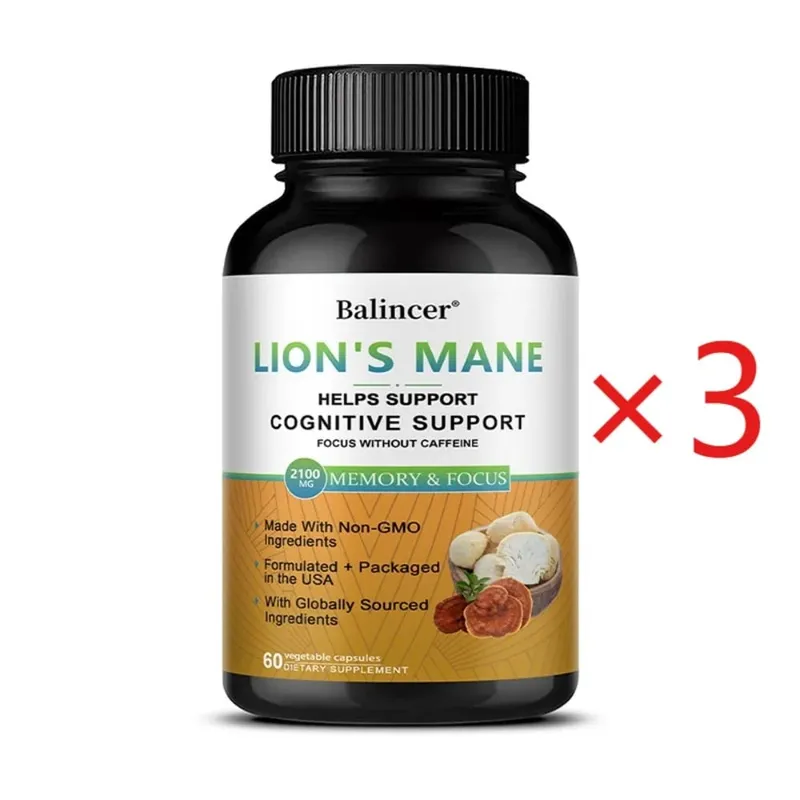 Lion's Mane Mushroom Supplements - Supports Brain Health Cognitive Clarity Improved Focus and Enhanced Energy